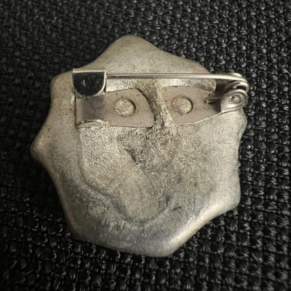 Vintage Smiling Sun Face Pewter Tone Metal Small Pin 1.25 Celestial